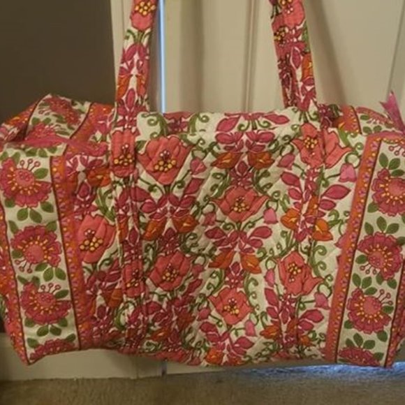 Vera Bradley Handbags - Vera Bradley Large Travel Duffle Bag Pink & White